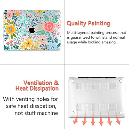 Twol Compatible With Macbook Pro 13 Inch Case 2022 2021 2020, Plastic Hard Shell Case Cover And Keyboard Skin & Screen Protector For Macbook Pro 13 Inch A2338 M2/M1 A2289 A2251, Abstract Flower #TOP2