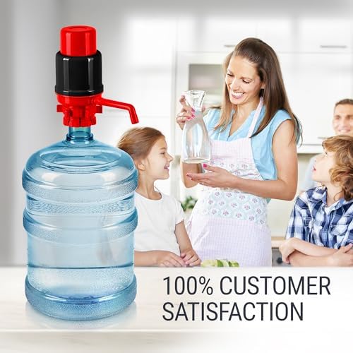 HotFrost Manual Water Pump for 5 Gallon Jug & Bottle – Non-Electric 5 Gallon Water Dispenser, Universal Hand Pump with 3 Adjustable Tubes, 53mm Screw Top Adapter, Spout Cap & Cleaning Brush, BPA-Free — view 4
