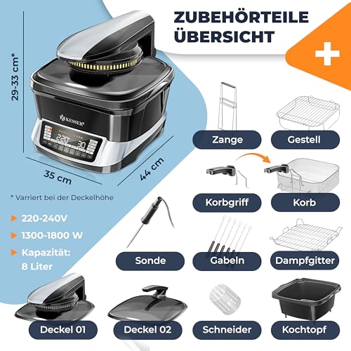 KESSER® Multikocher Küchengerät 8L & 16 Programme - Grillen, Backen, Schmoren, Dampfgaren mit Vorheiz- & Warmhaltefunktion, Schnellkochkopf, Heißluftfritteuse, Reiskocher, Slow Cooker, Joghurtbereiter 10 KESSER® Multikocher Küchengerät 8L & 16 Programme - Grillen, Backen, Schmoren, Dampfgaren mit Vorheiz- & Warmhaltefunktion, Schnellkochkopf, Heißluftfritteuse, Reiskocher, Slow Cooker, Joghurtbereiter