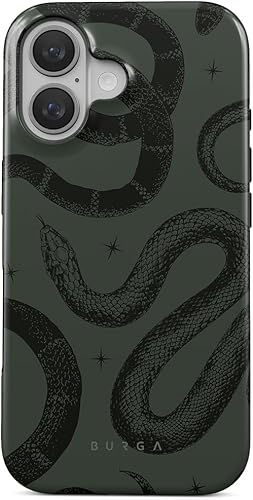 Miniatura 8 de BURGA Funda para teléfono compatible con iPhone 15, carcasa rígida híbrida de 2 capas + funda protectora de silicona, piedra de jade verde