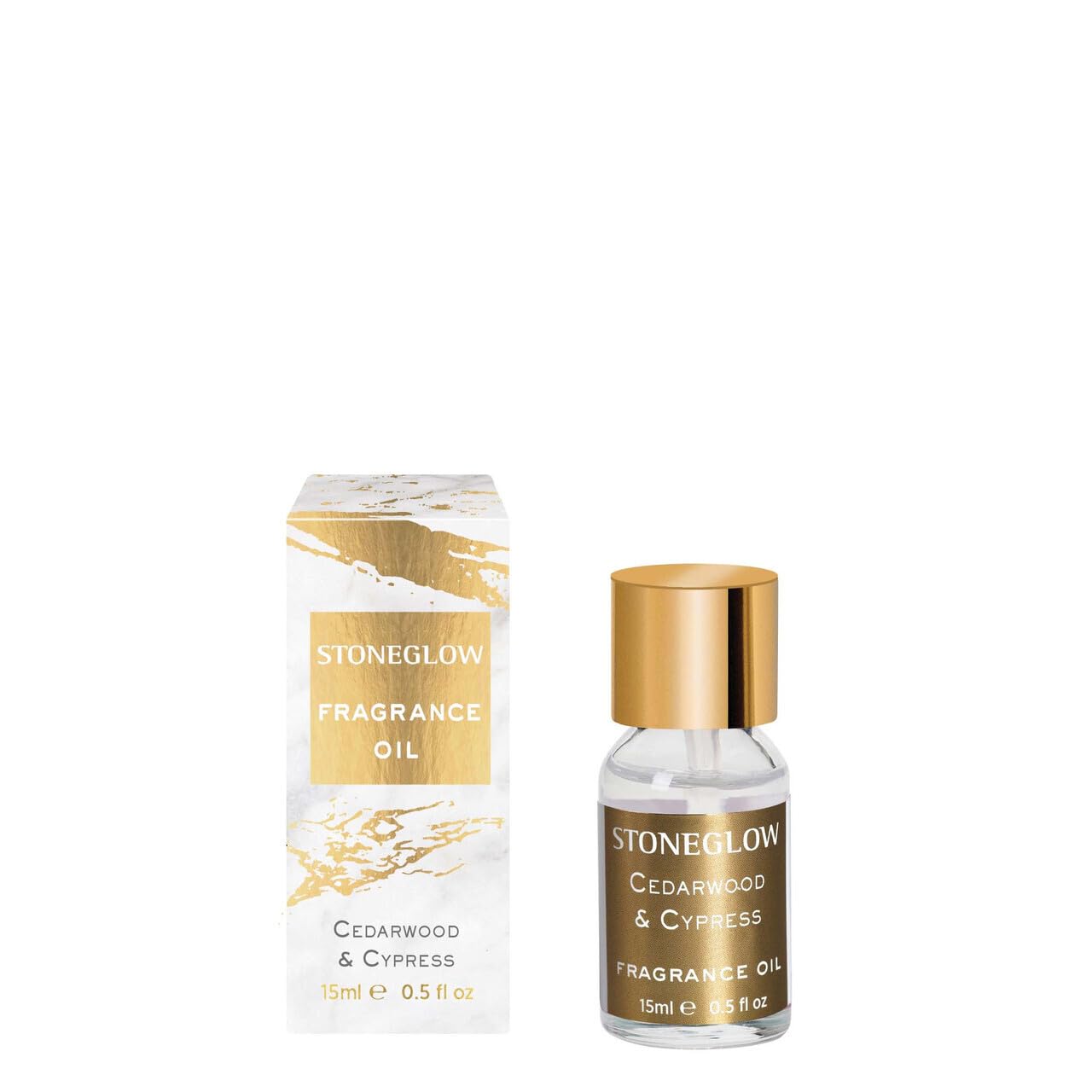 Stoneglow Luna Collection - Cedarwood & Cypress 15ml Fragrance Oil - White & Gold