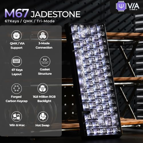 Image of HITIME XVX M67 60% Wireless Mechanical Gaming Keyboard, Black Forged Carbon