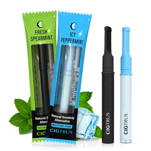Cigtrus Natural Nicotine-Free & Tobacco-Free Smoking Alternative, Non-Electric Craving Relief, Quit Smoking Aid with Cigtrus (Peppermint & Spearmint) - Pack of 2