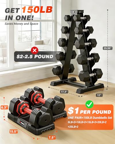 Image of Rendpas Adjustable Dumbbell Set, Quick Adjust Free Weights for Home Gym