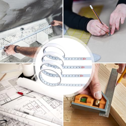 Selbstklebendes Maßband, 4 Stück Maßband zum Aufkleben Selbstklebend Metrisches Maßbands zum Aufkleben für Vermessung Werkbänke (Vorwärts, Mittelpunkt, Rückwärts)