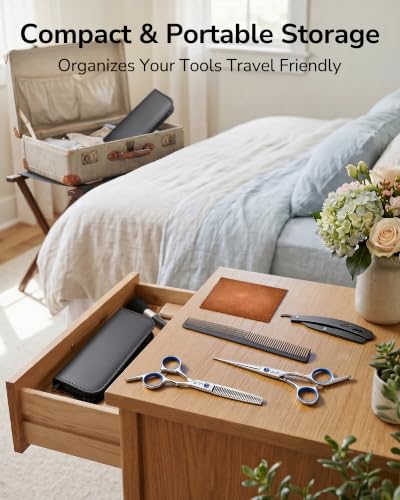 Image of ULG Hair Cutting Scissors Thinning Shears Kit 8 PCS Home with Barber Razor