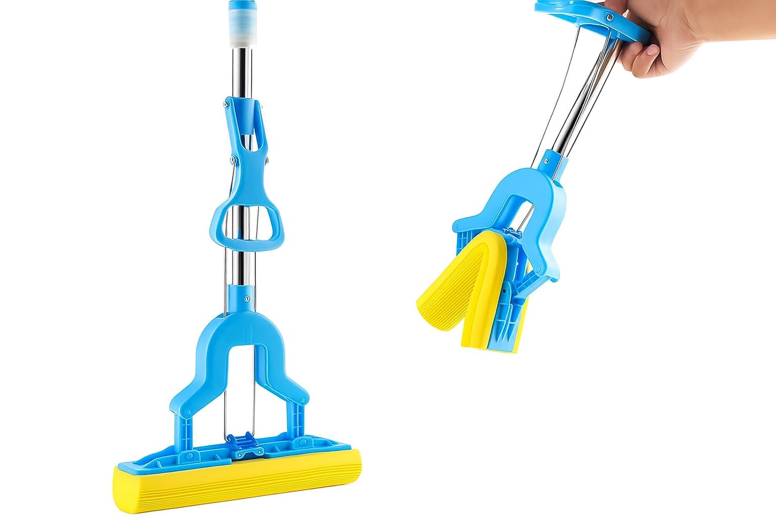 WAYRON Butterfly Sponge Mop with Stainless Steel Handle | Wet & Dry Roller Mop for Floor and Bathroom Cleaning | Absorbent PVA Sponge, Reusable Home Cleaner-image-32