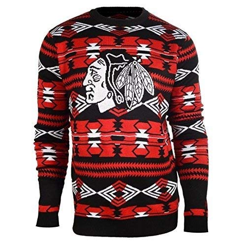 Chicago Blackhawks 2015 Aztec Print Ugly Crew Neck Sweater (Medium)