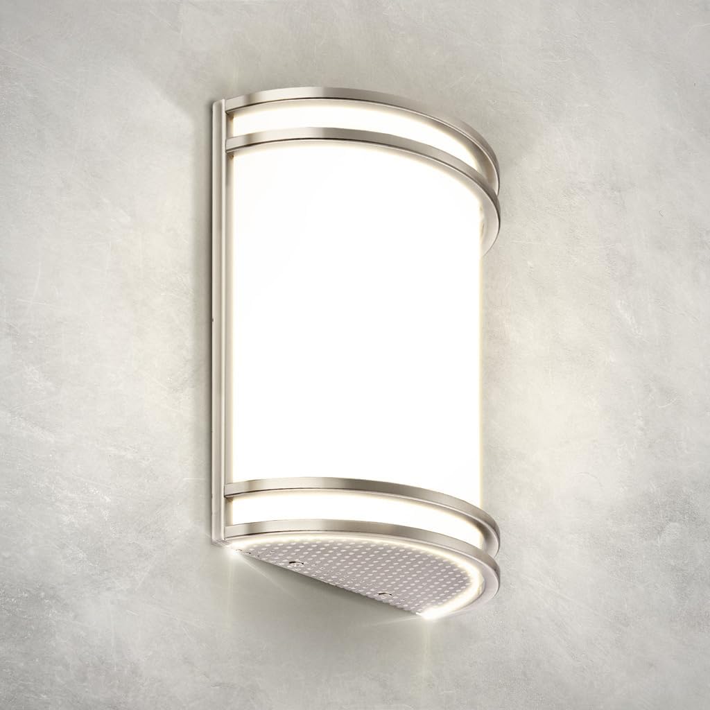 ASD 10-Inch Brushed Nickel LED Wall Sconce - 15W Dimmable Indoor Light, 3CCT Selectable 3000K/4000K/5000K, ETL Damp Rated for Hallway Bedroom
