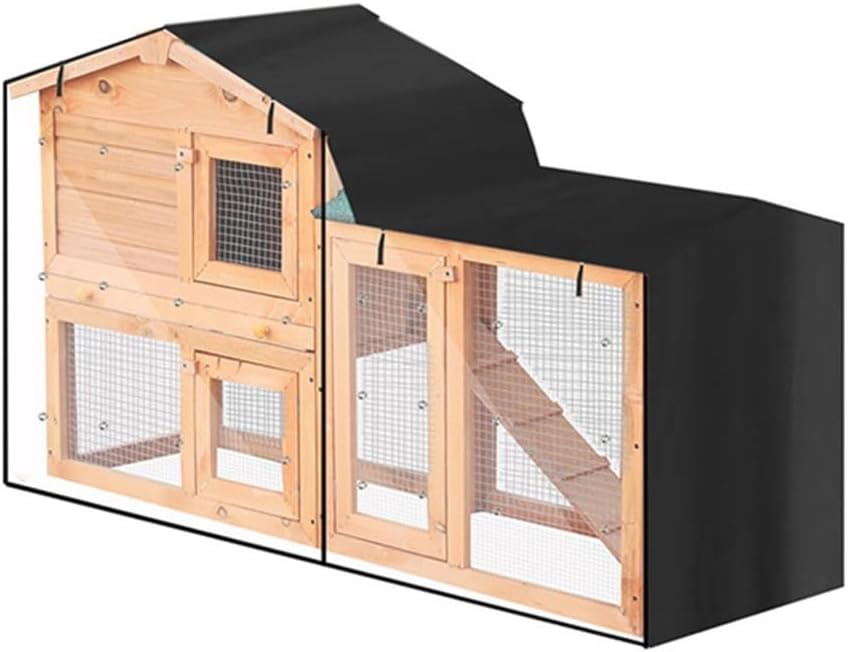 Triangle Rabbit Hutch Cover for Indoor and Outdoor Use, Heavy-Duty 210D Oxford Fabric, Windproof with Zippers and Adjustable Hem, Clear Front Folding Design(green 180x52x86cm)