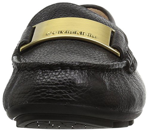 Image of Calvin Klein Women's Lisette Loafer Flat, Black Tumbled Leather, 7 Medium US