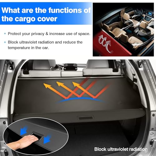 Powerty Retractable Cargo Cover for 2022-2023 Mitsubishi Outlander 2.4L Displacement (Electric Tailgate), Canvas Texture Trunk Cover Privacy Screen for Outlander 2.4 L Displacement Accessories by Powerty - Used condition - Image 4