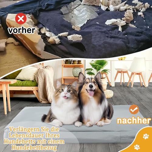 Exquilnova Bezüge für Hundebetten, Ersatz Bezug für Hundebett, Wasserdicht und Abnehmbarer Bezug für Hundekissen mit Reißverschluss für Hundematte Hundematratze Hundesofa, Nur Bezugsdeckel (Grau, M)
