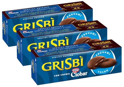 3X Grisbi Crema Ciobar, Biscotti Frolle Ripiene di Morbida Crema al Ciobar 112g
