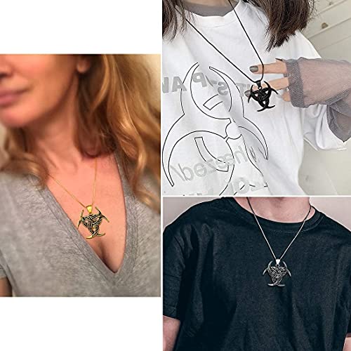 Celtic Knot Necklace Viking Pendant - Norse Mythology Jewelry Triple Odin Horn Crescent Moon Necklace Mens 316L Stainless Steel Triskelion Amulet Pewter Tribal Protection Triskele Jewelry Sp0053B #TOP5