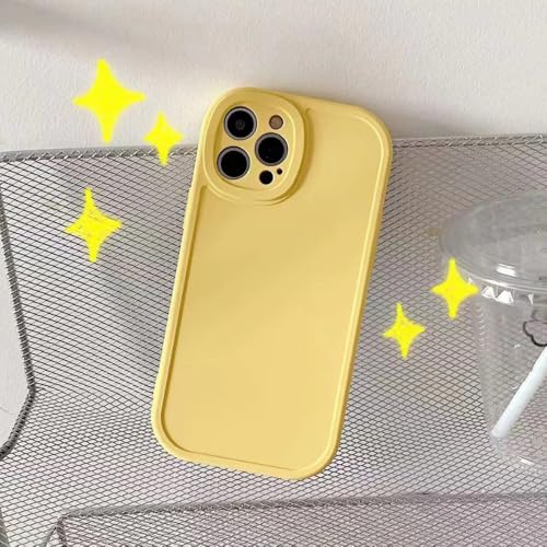 Coque silicone liquide jaune iPhone 16 Pro Max antichoc couverture candy