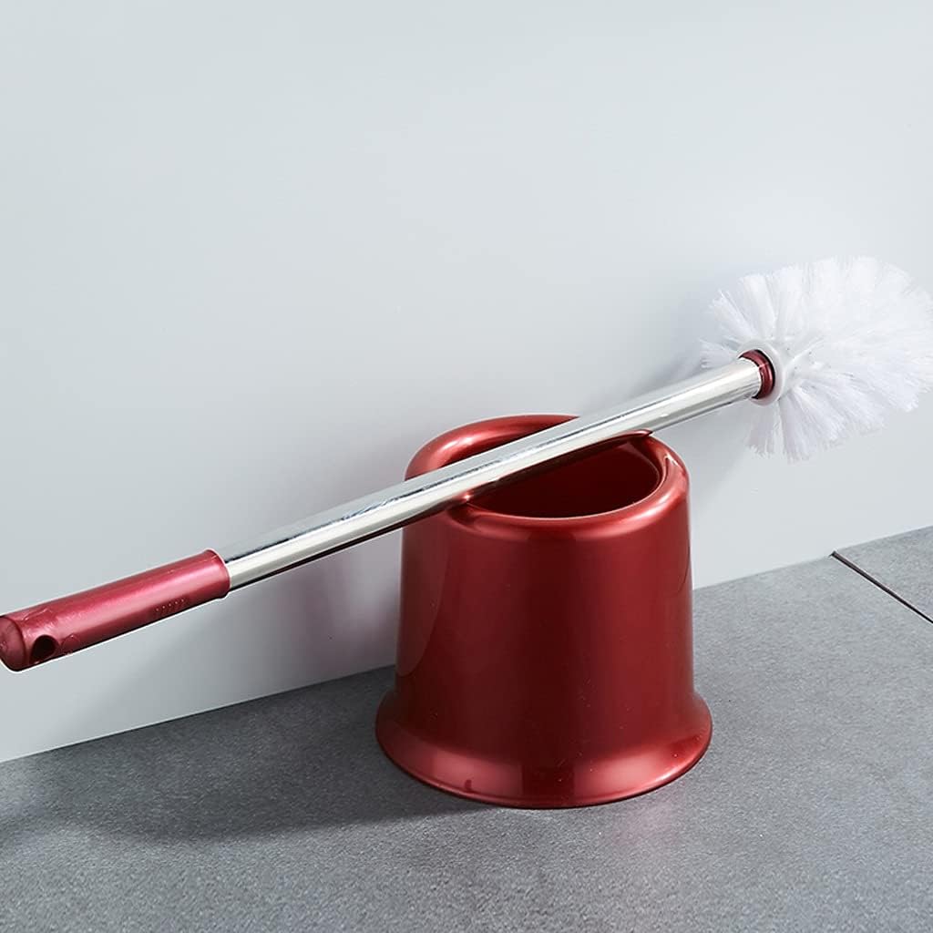 GRFIT Toilet Bowl Brush with Holder Toilet Brush and Holder Toilet Cleaning Brush 360° No Dead Angle Toilet Bowl Brush Stainless Steel Long Handle Toilet Brush Set Bathroom Accessories (Color : Rojo)