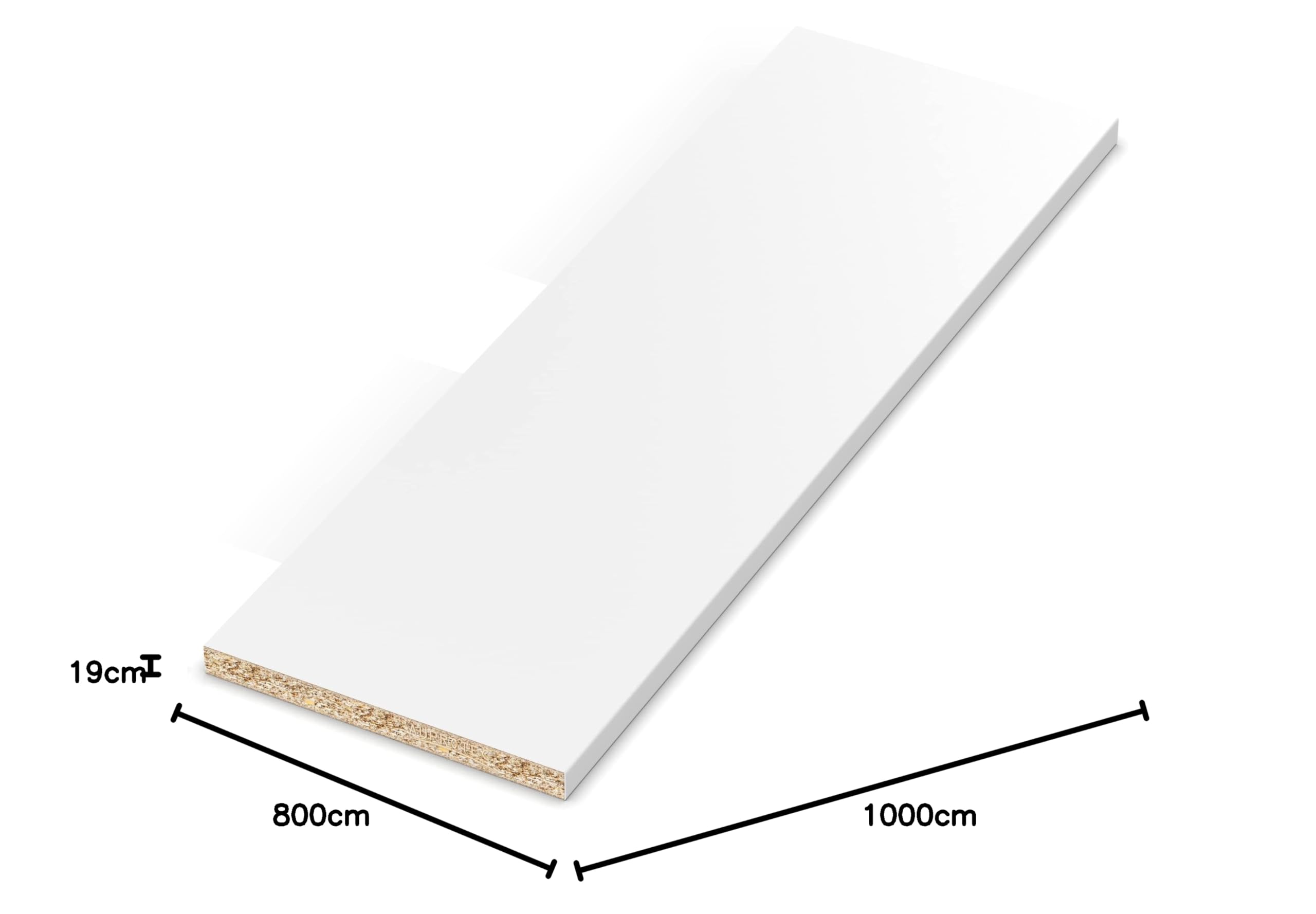 AUPROTEC Einlegeboden Regalboden 19 mm Holz Zuschnitt nach Maß Größe bis max 1000 mm breit x 800 mm tief melaminharzbeschichtet mit Umleimer ABS Kante: Farbe weiß