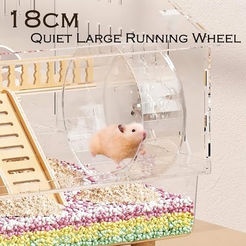 8 in 1 Acrylic Hamster Cage with All Accessories,2-Layer Hamster House with Full Transparent Viewing,Top Open Mouse Cage for Pet Mice,Hamster Habitat for Dwarf Hamster,Gerbils;18.5"x11.8"x14.6" - Thumbnail 6