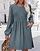 Zeagoo Casual Long Sleeve Dress for Women Knit Sweater with Pockets Round Neck Winter Tunic Dress - Dark Blue Medium
