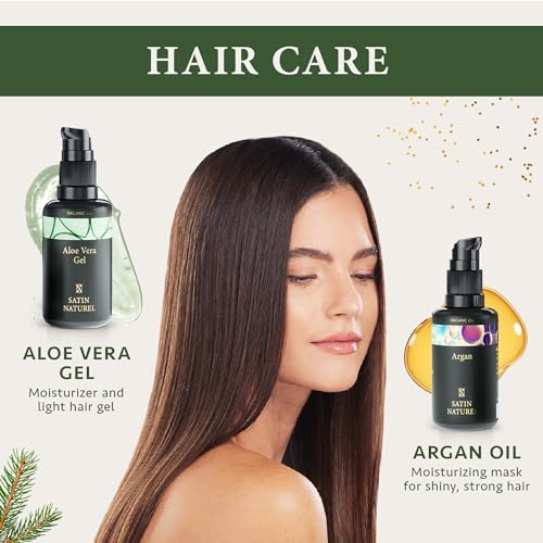 Birthday Gifts for Her with Hyaluronic Acid Serum for Face + Vitamin C Serum + Aloe Vera Gel + Argan Oil + Moisturiser 5x30ml, Gift Set Women - Gifts for Mum, Sister, Women Gifts - Satin Naturel - Image 5