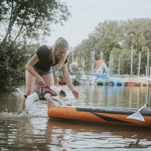 HUNTER Hunde-Schwimmweste MOSS, Farbe: rot, maximale Sicherheit durch starken Auftrieb, individuell verstellbar, reflektierende Elemente, praktische Handschlaufe, Größe: M