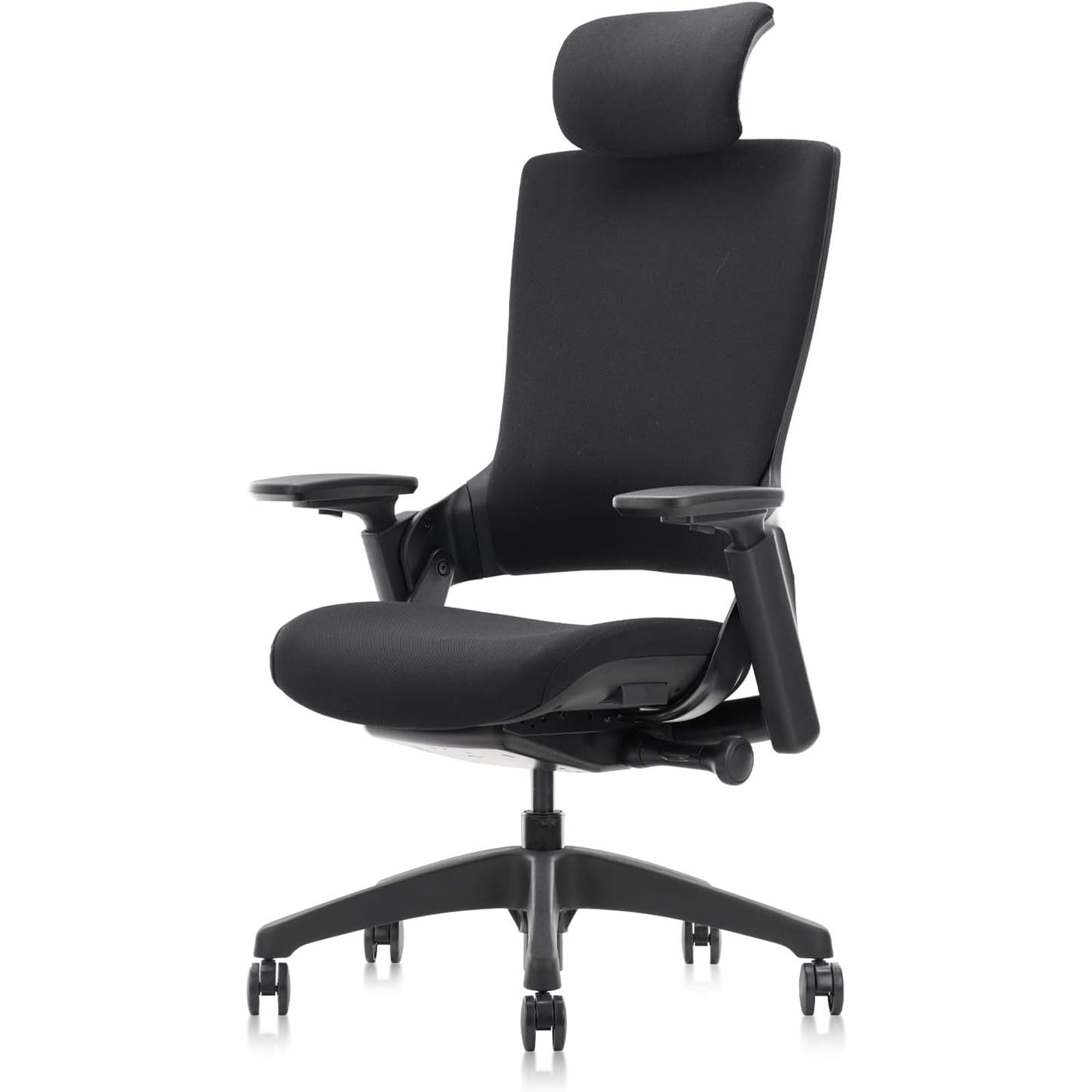 CLATINA Ergonomic High Swivel Executive Chair Fabric Mesh Office Tables Chair with Adjustable Height Head 3D Arm Rest Lumbar Support and Upholstered Back for Home Office Conference Black
