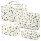 beifon Juego de 3 neceseres de aseo para mujer con estampado de flores, neceser de maquillaje, bolsa de maquillaje, bolsa de lavado, grande, para mujeres y niñas, 4er Set Multicolor 1, moderno