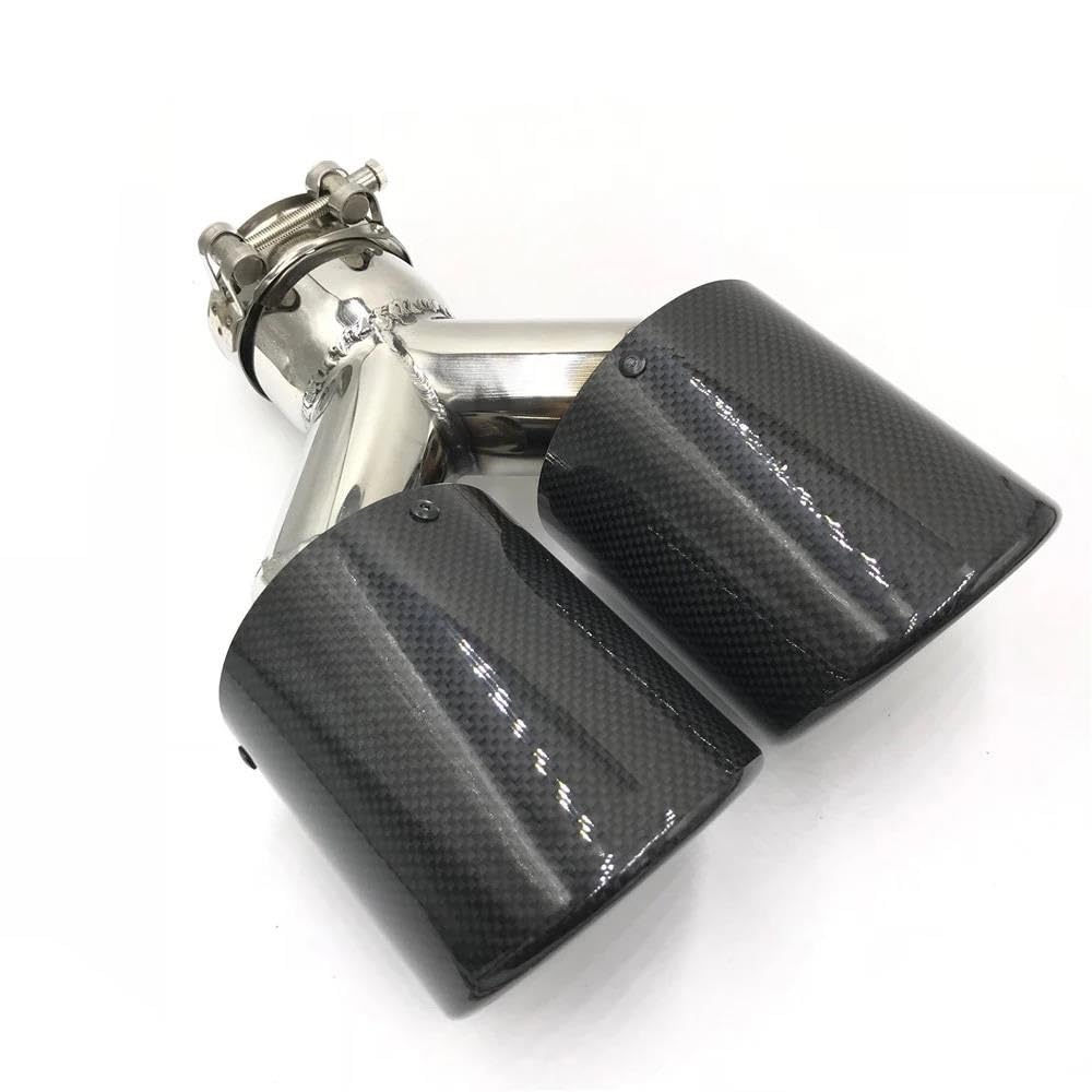 Terminale di Scarico 1 Pezzo Doppio Carbonio Doppio Silenziatore Punta Universale Tubo Scarico Silenziatori Punte Scarico per Benz Punta di Scarico Coda(ID 51-OD 101)