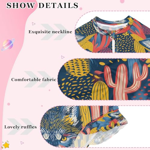 Wolfs Face Cacti Girls Long Sleeve Swimsuits One Piece Zipper Bathing Suit UPF 50+ Rashguard Swimwear4