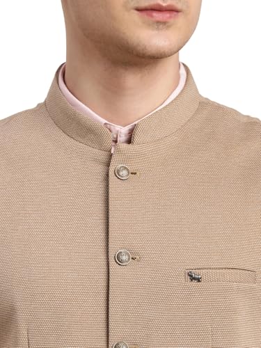 Image of Turtle Men Knitted Terylene Rayon Dobby Print Party Nehru Jacket