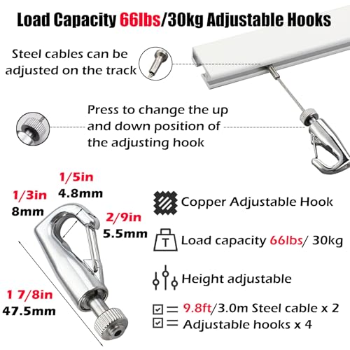 Image of Invisibility Picture Rail Hanging Kit, Heavy Duty Pictures Hanger Wire Kit with Installation Hardware, Wall Mounted Photo Hanging System for Gallery /Museum(35in(88.9cm) Track)