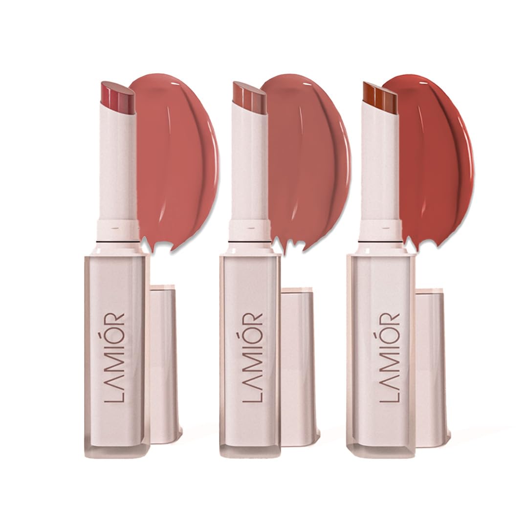 Lamior Lip Drip Gloss Stick | Ultra Glossy Mirror Shine, Non-Sticky, Featherlight | Hydrating, Long-Lasting Colour | with Hyaluronic Acid, Peptides & Kakadu Plum | Vegan & Clean Beauty - Sweet Nectar - Combo of 3
