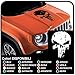 adesivo per cofano e altri fuoristrada Teschio effetto consumato Skull distressed sticker decals grafica auto sportiva cattiva (Argento Cromato)