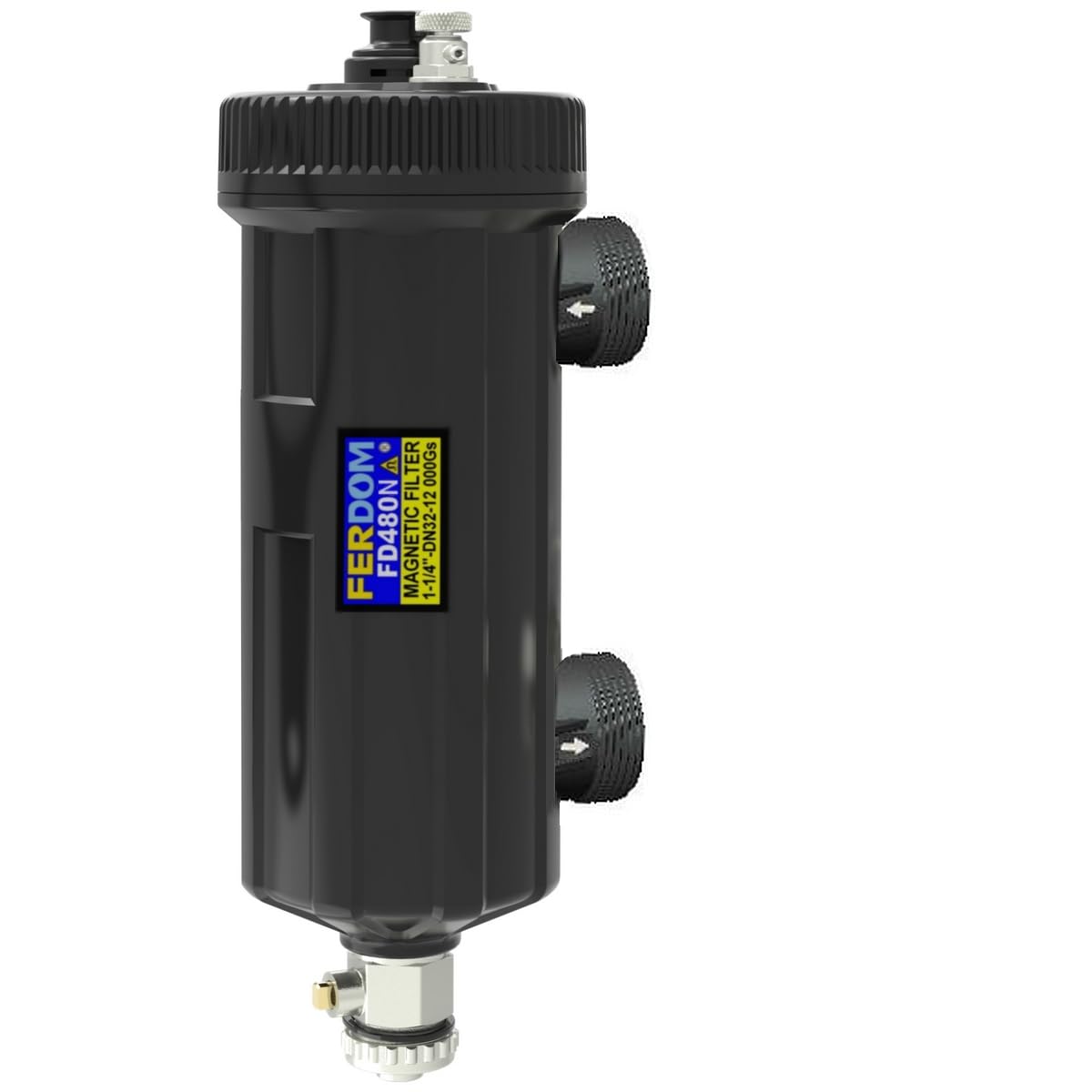 FERDOM FD480N HEAVY Filtr 5/4" DN32 Magnetyczny z Separatorem do Centralnego Ogrzewania, Pomp Ciepła itp. Magnes 12000Gs. Dwukrotne Filtrowanie 3000μm & 700μm. Do Instalacji Max 70 kW.