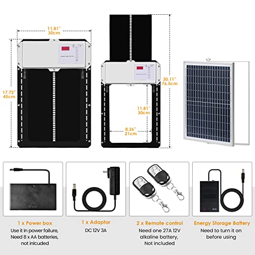 Solarbetriebene Hühnerstall Tür, automatische Hühnerstall Tür mit Lichtsensor, Timer und Fernbedienung, Vollaluminium… – Bild 7