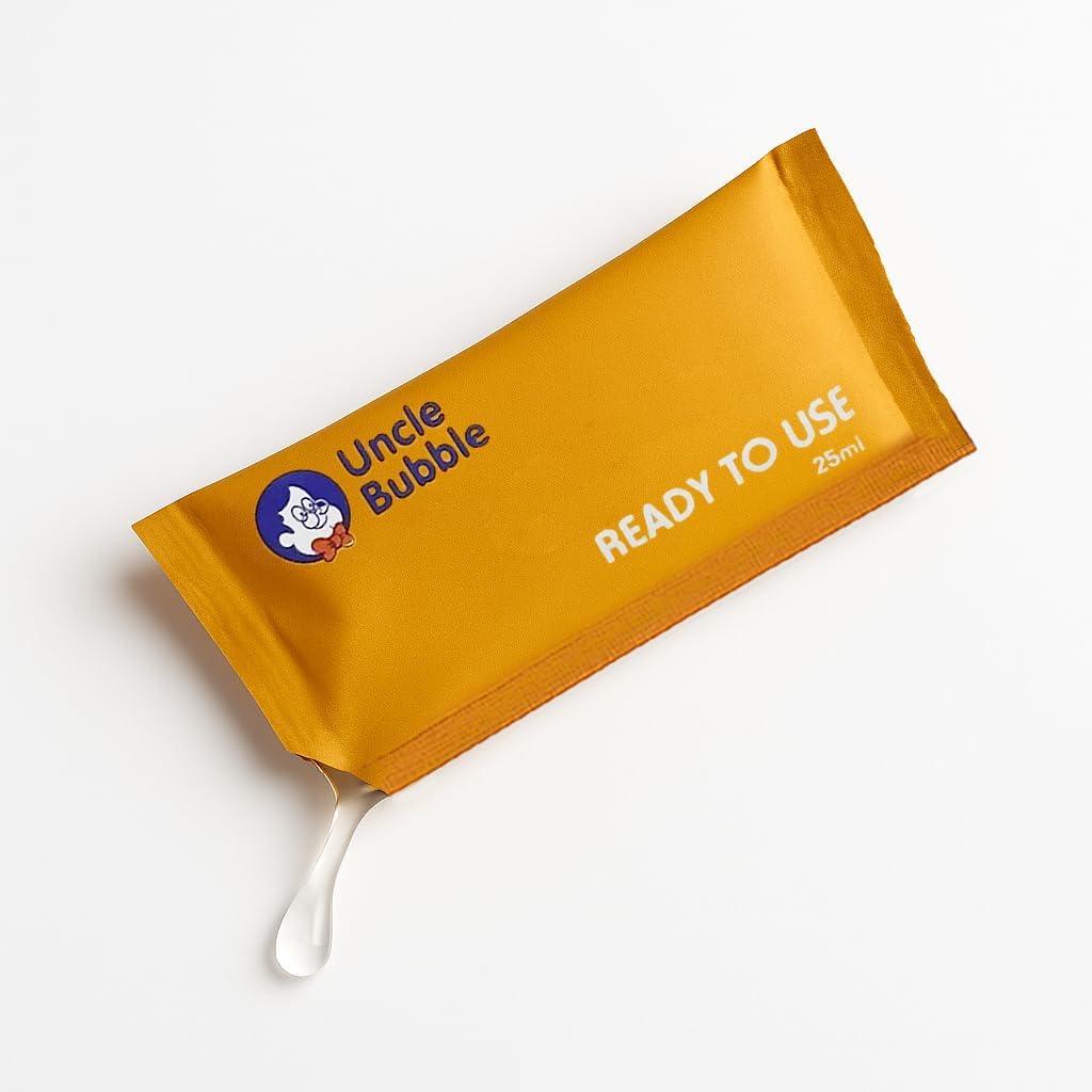 Uncle Bubble Ready-to-Use Bubble Solution Refill, 12 Pouches, for Bubble Machines and Wands, Ages 3+