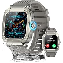Military Smart Watches for Men Answer/Make Calls,1.91 Fitness Smart Watch for Android and iPhone,IP68 Waterproof Fitness Tracker with Step Counter/Sleep Monitor/110+ Sport Modes,Smartwatch for Men