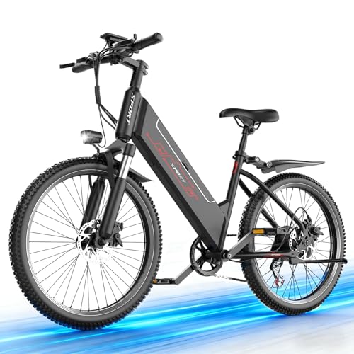 Image of Misodo Electric Bike for Adults, 1500W Peak Mountain Ebike with 28 MPH, 65 Miles Range, 7 Speeds, 48V 10Ah Removable Battery 26 inch Ebike for Commute