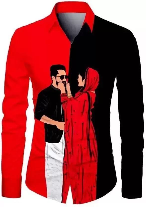 Men's Polycotton Regular Fit Elegant Printed Unstitched Shirt Fabric 2.25 Meters with Elegant Design For Casual Outings, Parties, Festivals (Red)-image-40