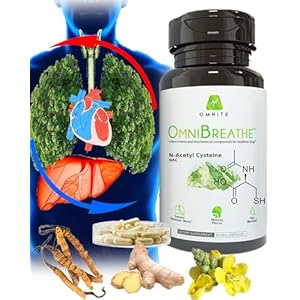 OMNIBREATHE – Fast Improving Breathing Problems by NAC 600MG Scientifically Formulated w. Quercetin/Mullein/Coq 10/Ginger/Stinging Nettle/Bromelain,3 Times w. Meal (10-Day Supply to Boost)