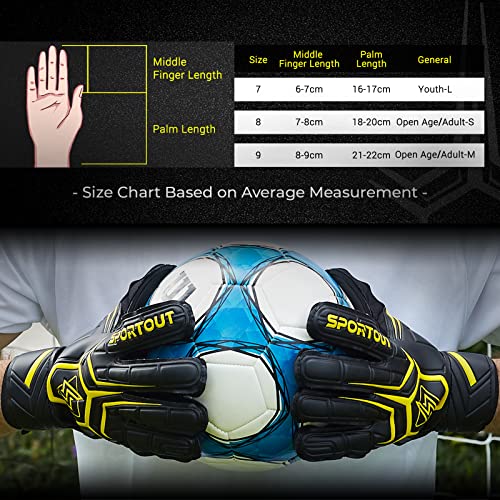 Sportout Goalie Gloves, Goalkeeper Gloves With Fingersave, Soccer Gloves, Breathable Soccer Goalie Gloves, 4Mm Latex, For Kids Youth And Adult (Yellow, 7) #TOP5