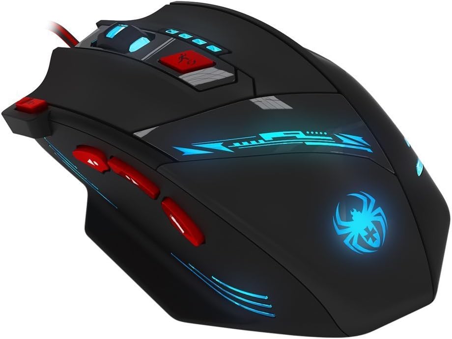 DLAND ZELOTES T90 9200 DPI Wired Gaming Mouse - 7 RGB Light Modes, Weight Tuning, Ergonomic Design for PC (Windows/Mac)