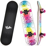 skateboard completo offerta No Requiere Montaje: Solo juega y disfrútalo. Ideal para cualquier nivel de habilidad: patinador intermedio experto avanzado principiante para hacer algunas acrobacias básicas como 360, acción OL y algunos otros trucos básicos con estas skateboards.