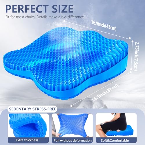 Tsmertor Gel Seat Cushion, Thicken Big Office Chair Cushion ，Car Seat Cushion for Long Sitting, Sciatica & Hip Pain Relief Pressure for Wheelchair Gamechiar Deskchair by Tsmertor - Image 4