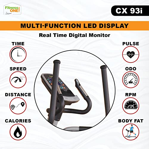 Image of Propel FitnessOne CX 93i Commercial Cross Trainer | Supports Users up to 160 kg | 16-Level Magnetic Resistance | 8 kg Flywheel | 21 inch Stride Length | LCD Display & Hand Pulse | Transport Wheels