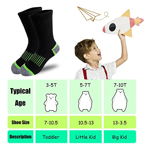 Jamegio 6 Pairs Boys' Cotton Crew Socks,Socks For Boys Age 3-10,Comfortable Stretch Cushioned Athletic Socks For Big Little Kids(5-7T) #TOP1