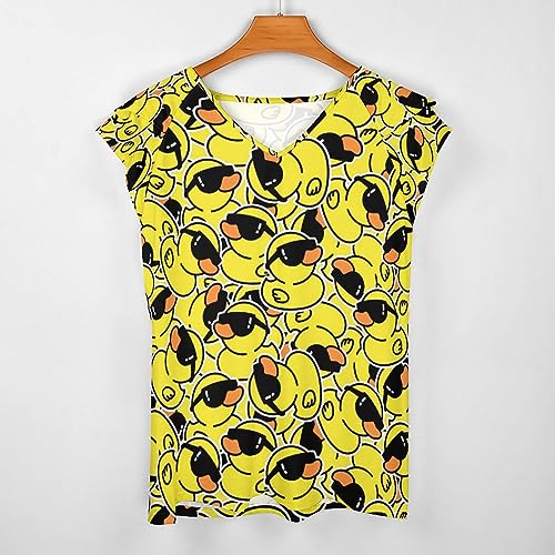 AMRANDOM Women's Casual Floral Print V Neck Ruffle Short Sleeve Summer Shirts Tops Loose Blouses3