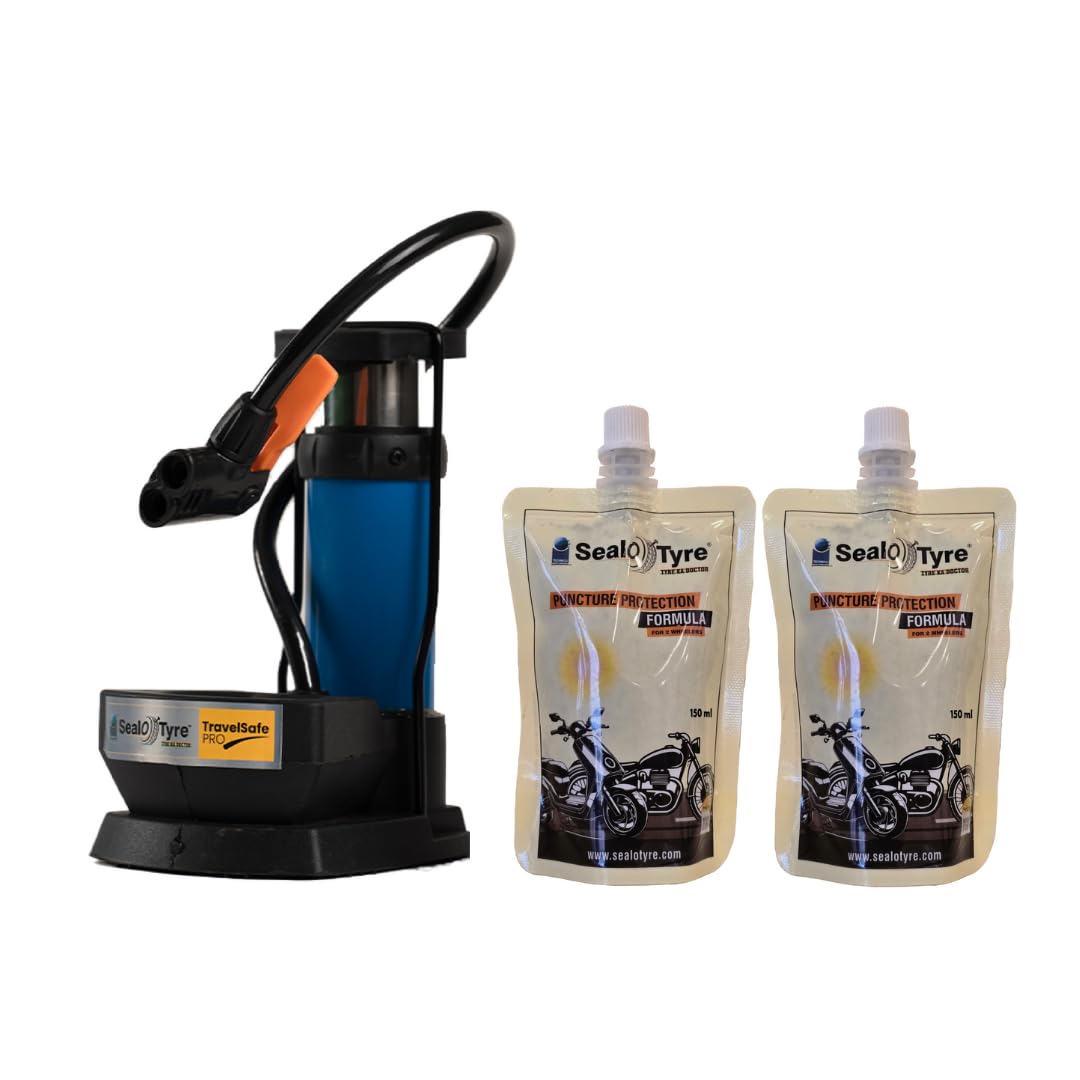 Sealotyre TravelSafe Pro Bike Kit For Tubeless Tyres | Anti Puncture Solution with Bike Inflator & 2 150ml Sealant Pouches | Instant Puncture Repair for Scooters & Bikes | Gel Based Solution for Instant Repair-image-38