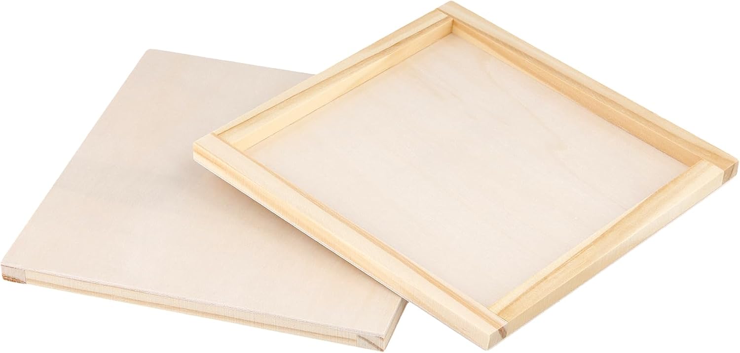 24 PCS 6 x 6 inch Unfinished Wooden Canvas, 0.39 inch Deep Square Blank Wood Panel Boards for Painting, DIY Craft, Pouring